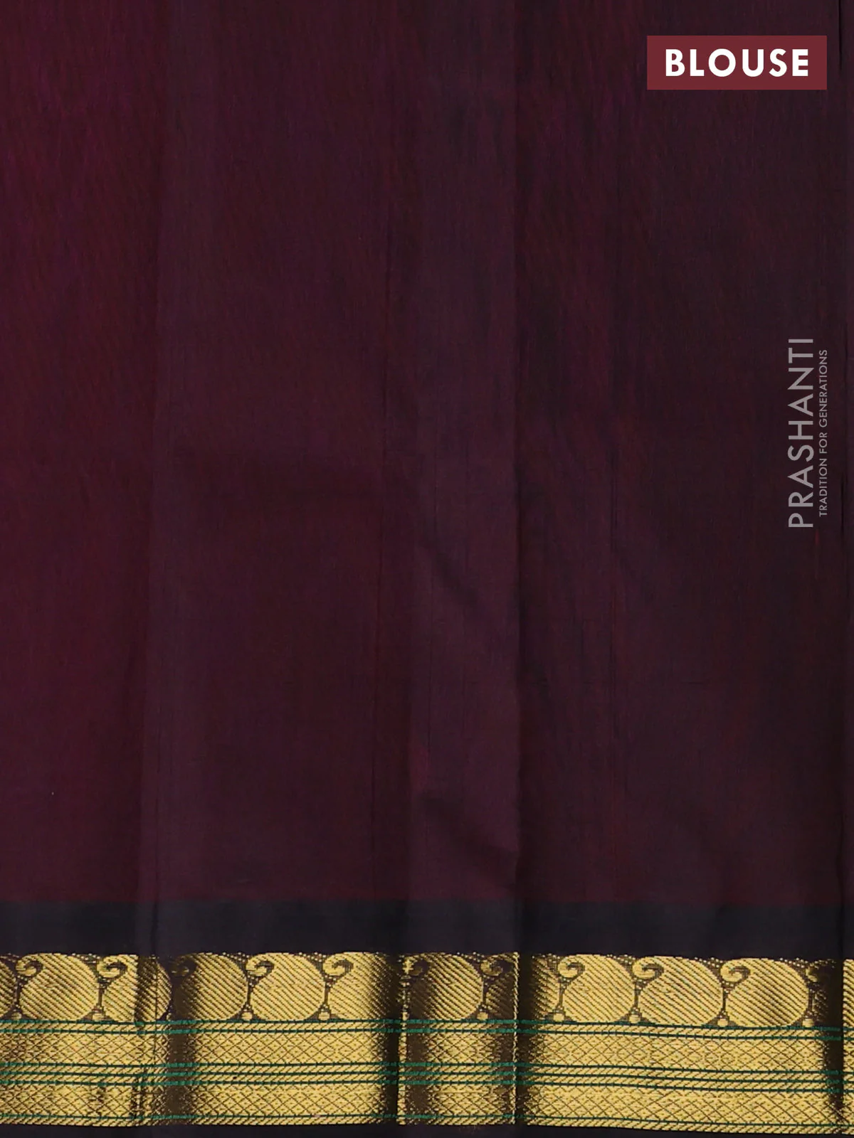 Silk cotton saree dual shade of pink and black with plain body and paisley zari woven korvai border - Image 3