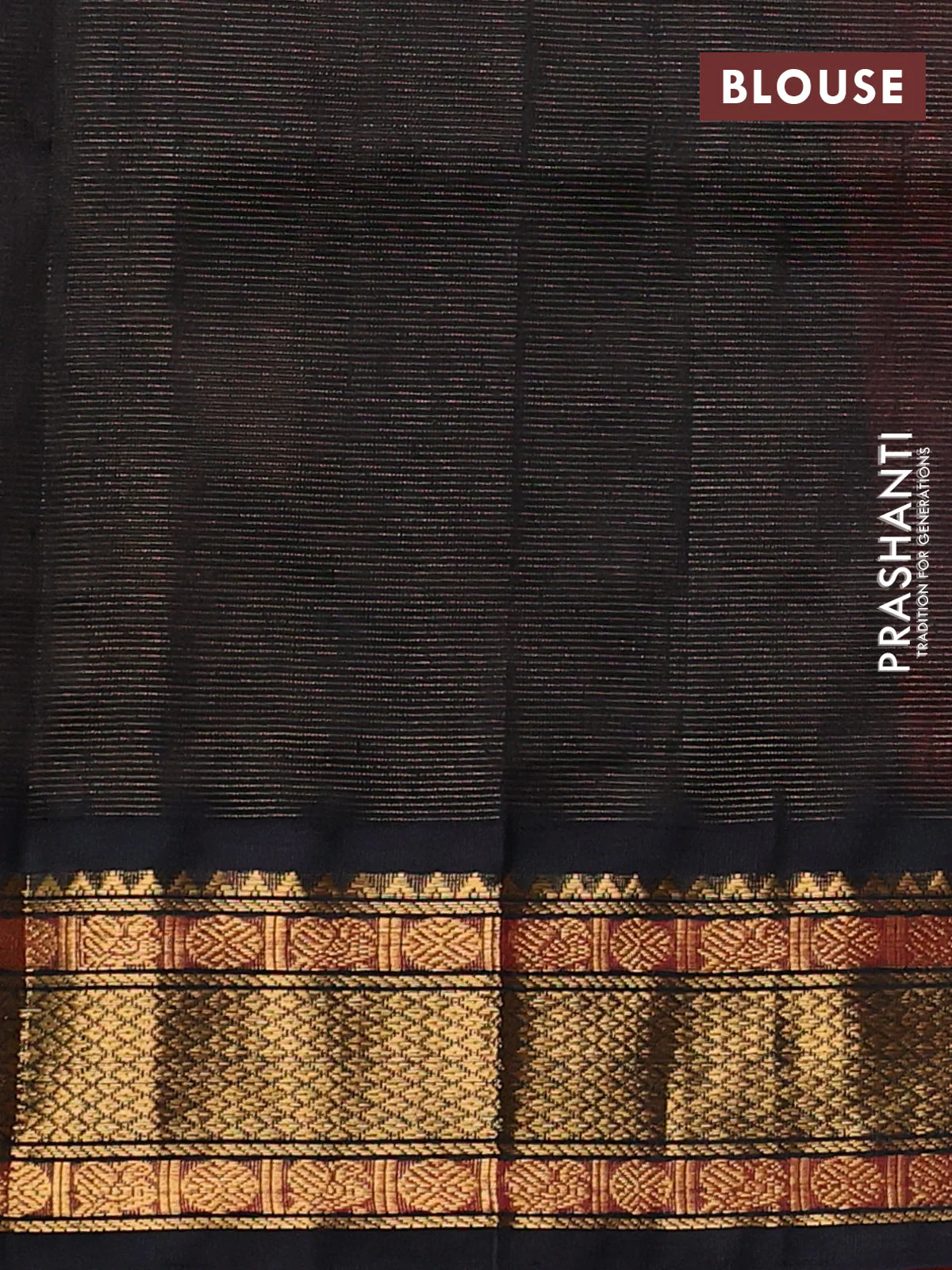 Silk cotton saree dual shade of pinkish orange and black with allover vairaosi pattern and zari woven korvai border - Image 3