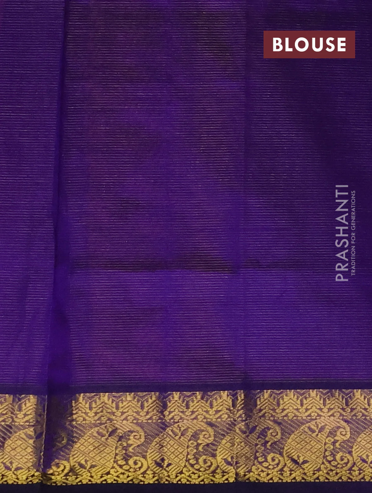 Silk cotton saree dual shade of pinkish orange and blue with allover vairaosi pattern and zari woven border - Image 3
