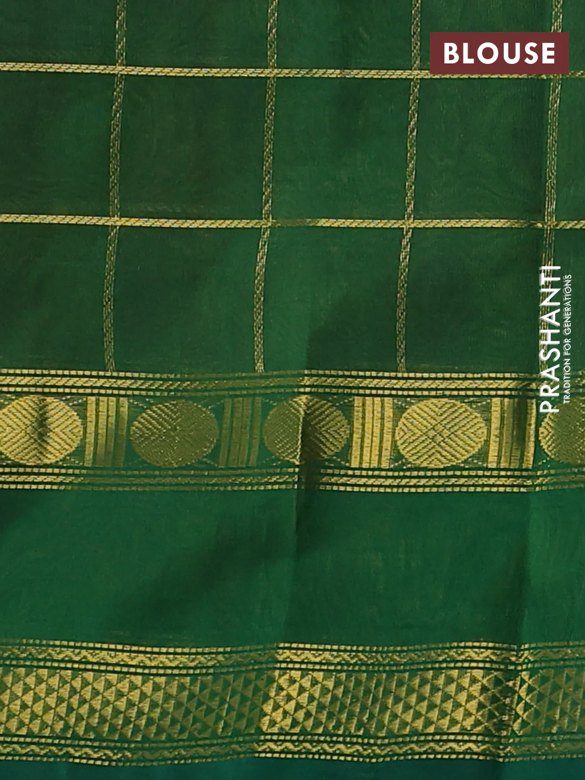 Silk cotton saree dual shade of yellowish pink and green with allover zari woven checked pattern and rettapet zari woven border - Image 3