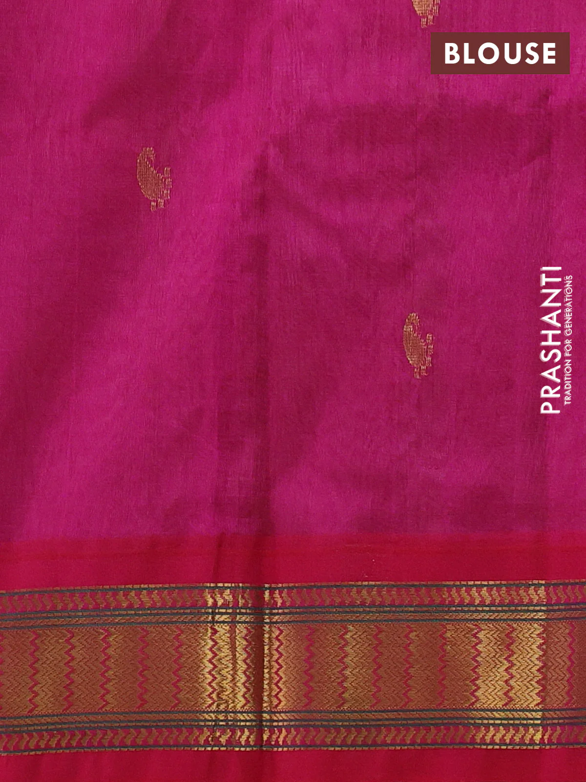 Silk cotton saree elaichi green shade and pink with paisley zari woven buttas and zari woven korvai border - Image 3