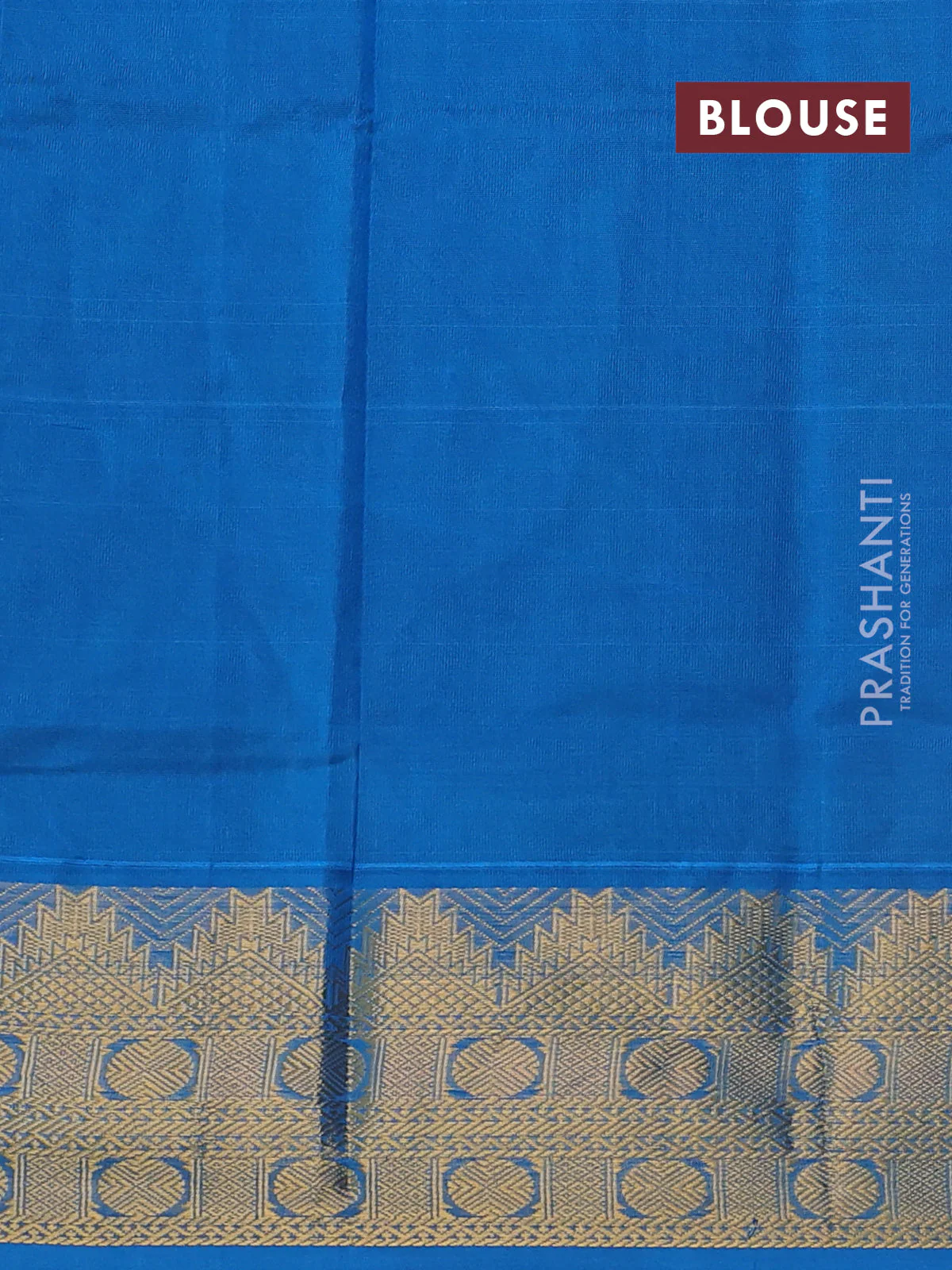 Silk cotton saree green and cs blue with plain body and zari woven border - Image 3