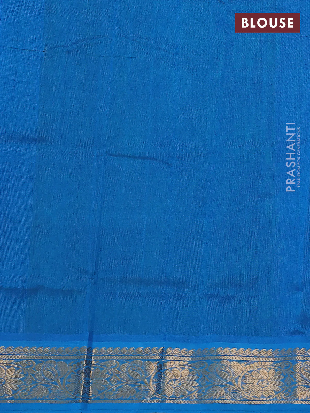 Silk cotton saree green and cs blue with zari woven floral buttas and zari woven border - Image 3