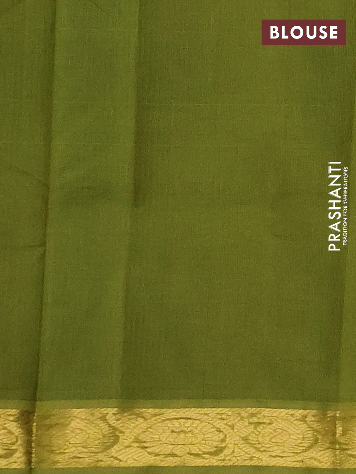Silk cotton saree green and mehendi green with plain body and zari woven border - Image 3