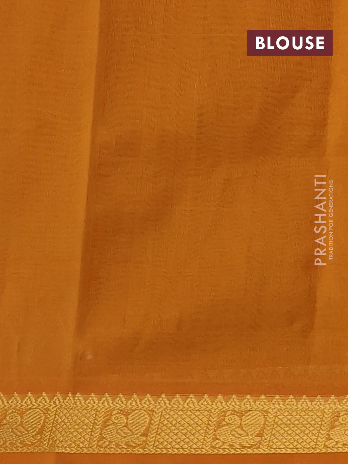 Silk cotton saree green and mustard yellow with plain body and zari woven border - Image 3