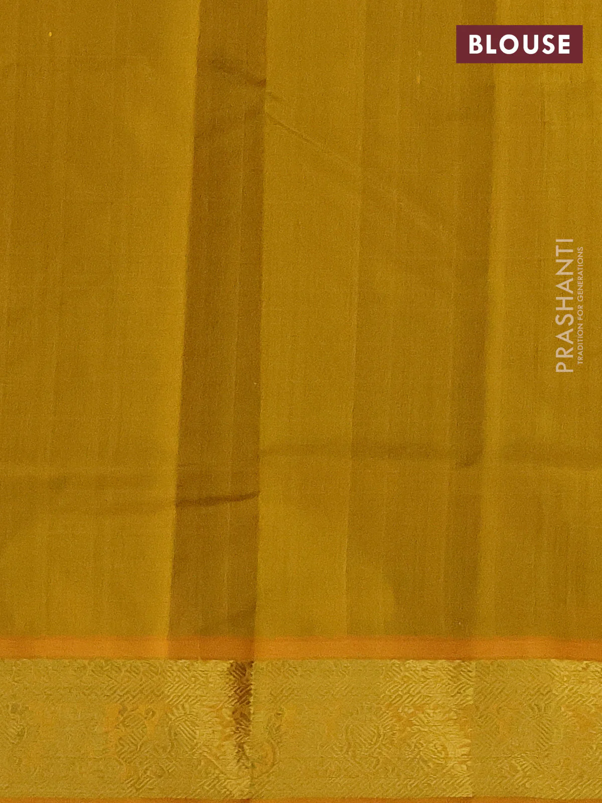 Silk cotton saree green and mustard yellow with plain body and zari woven border - Image 3