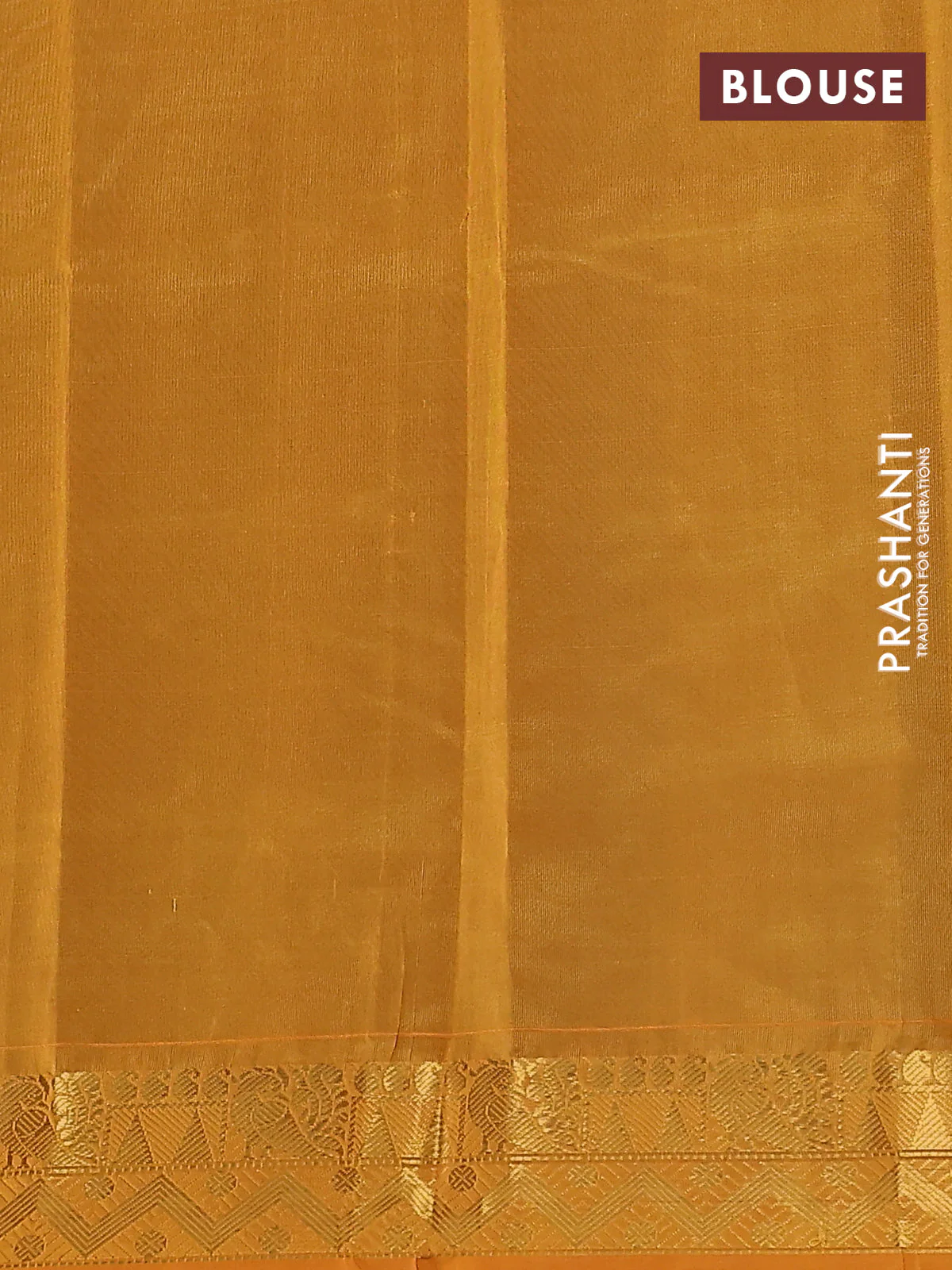 Silk cotton saree green and mustard yellow with plain body and zari woven border - Image 3