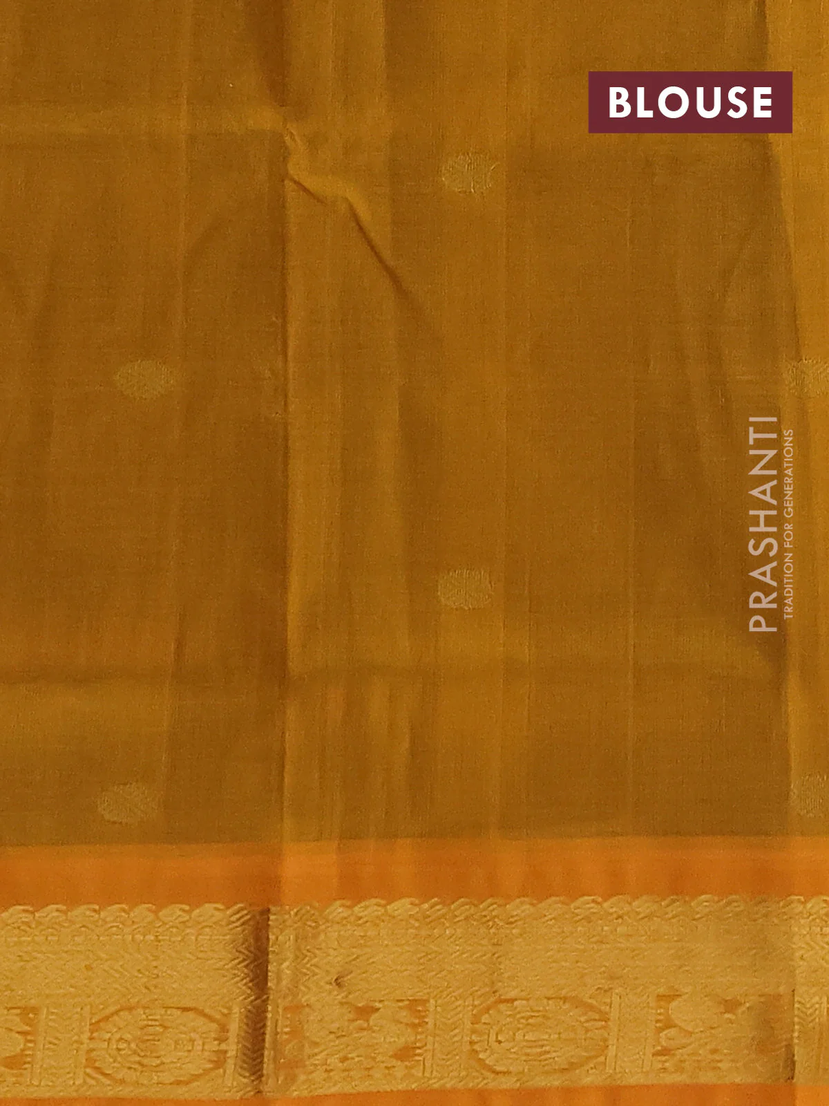 Silk cotton saree green and mustard yellow with rudhraksha zari woven buttas and zari woven korvai border - Image 3