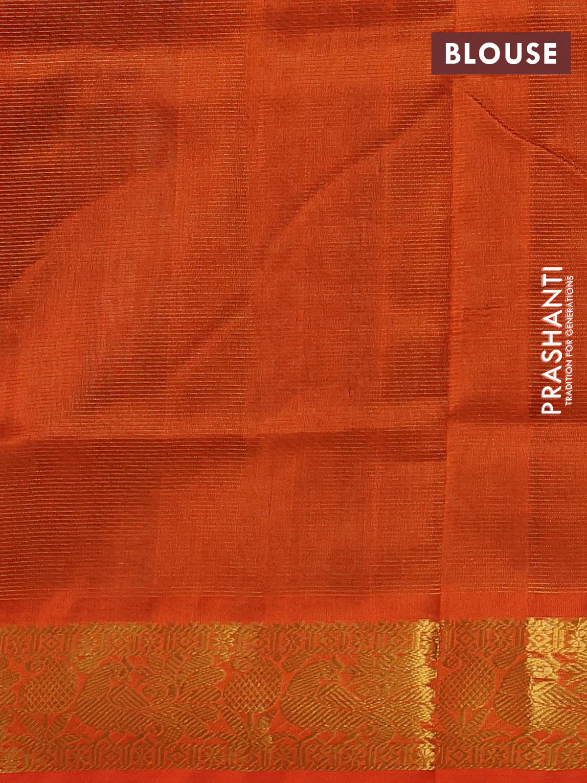 Silk cotton saree green and orange with allover vairosi pattern and annam & paisley zari woven buttas - Image 3