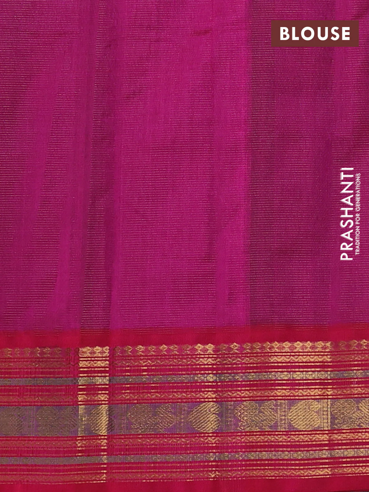 Silk cotton saree green and pink with allover vairosi pattern and zari woven korvai border - Image 3