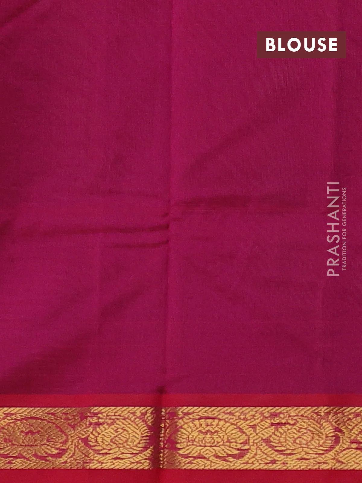 Silk cotton saree green and pink with plain body and zari woven border - Image 3
