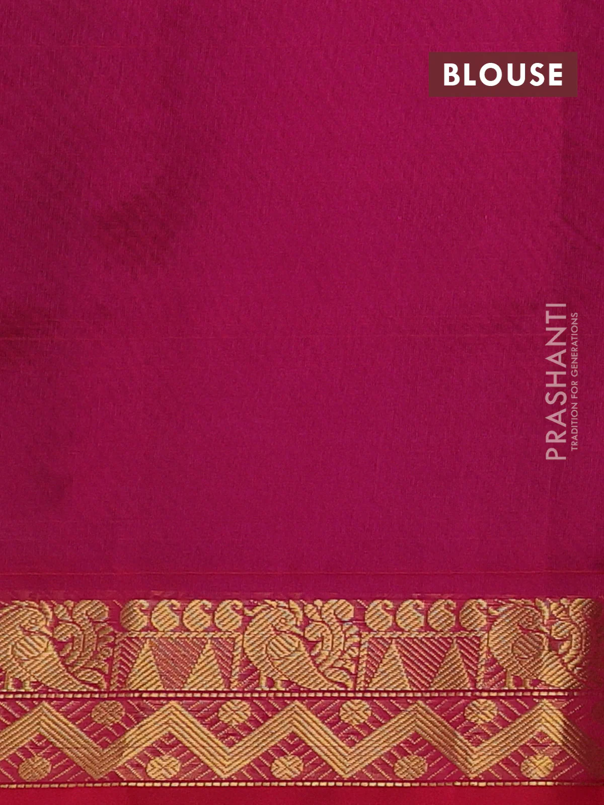Silk cotton saree green and pink with plain body and zari woven border - Image 3