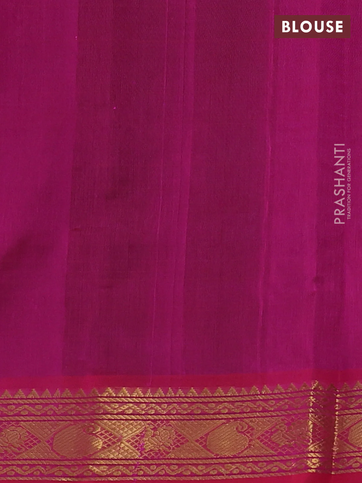 Silk cotton saree green and pink with plain body and zari woven border - Image 3