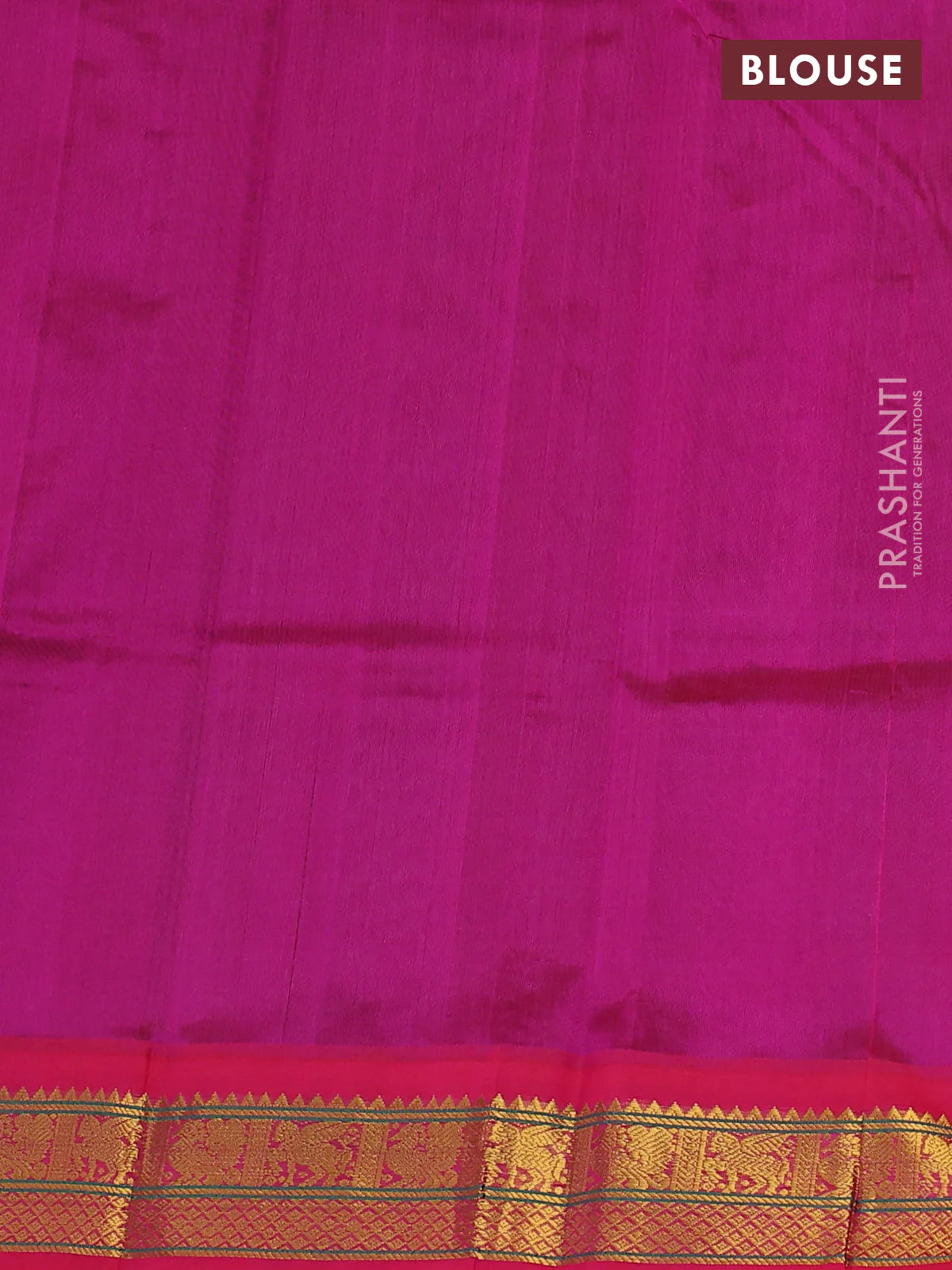 Silk cotton saree green and pink with plain body and zari woven korvai border - Image 3