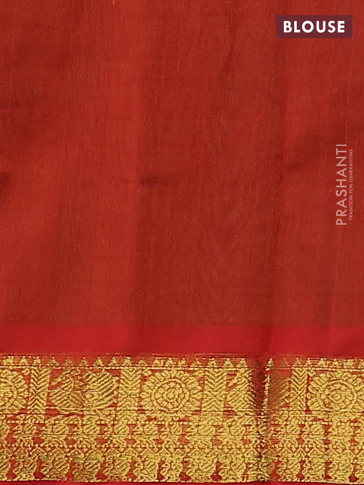 Silk cotton saree green and red with zari woven buttas and zari woven border - Image 3