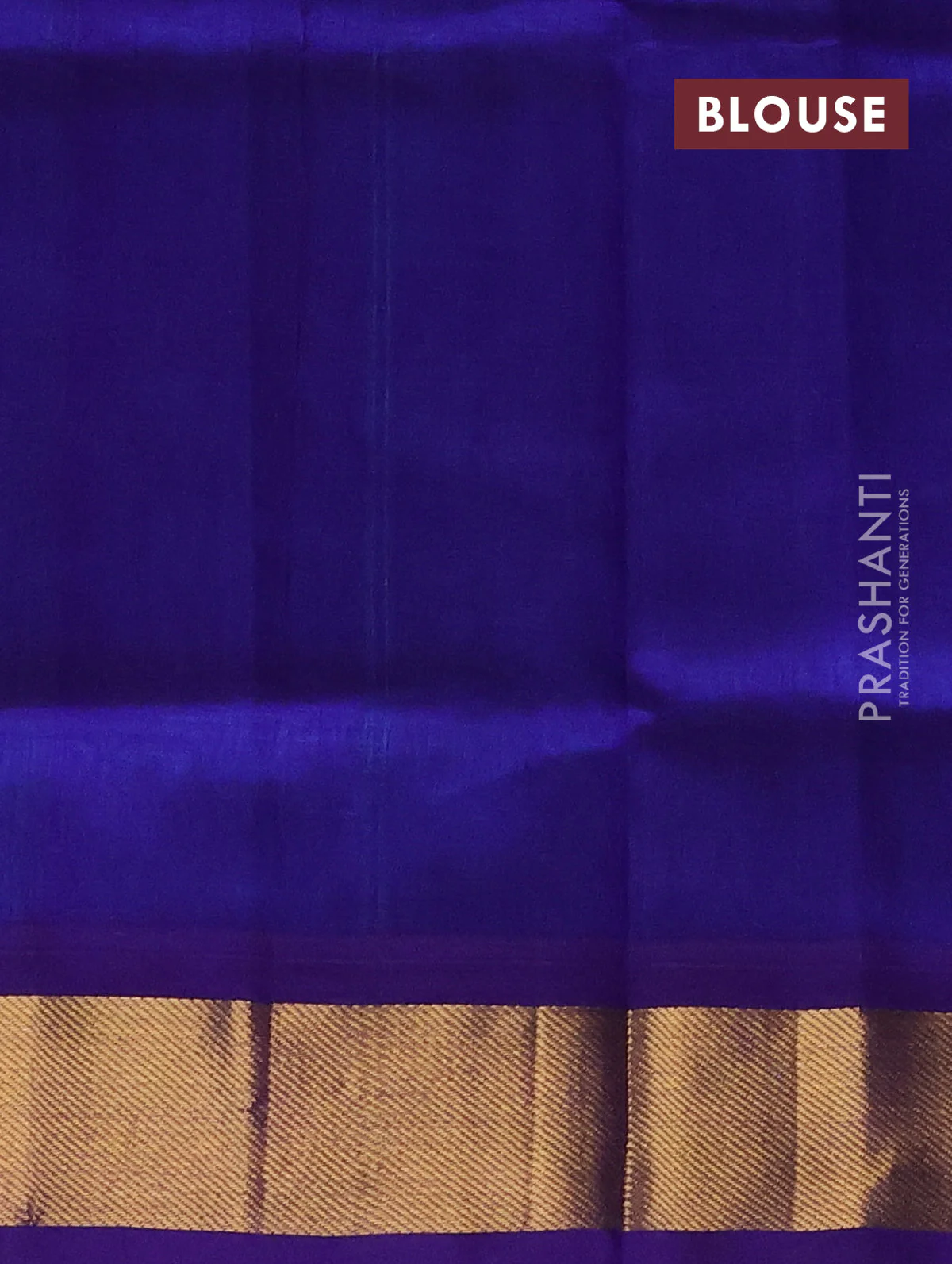 Silk cotton saree light blue and blue with plain body and zari woven border - Image 3