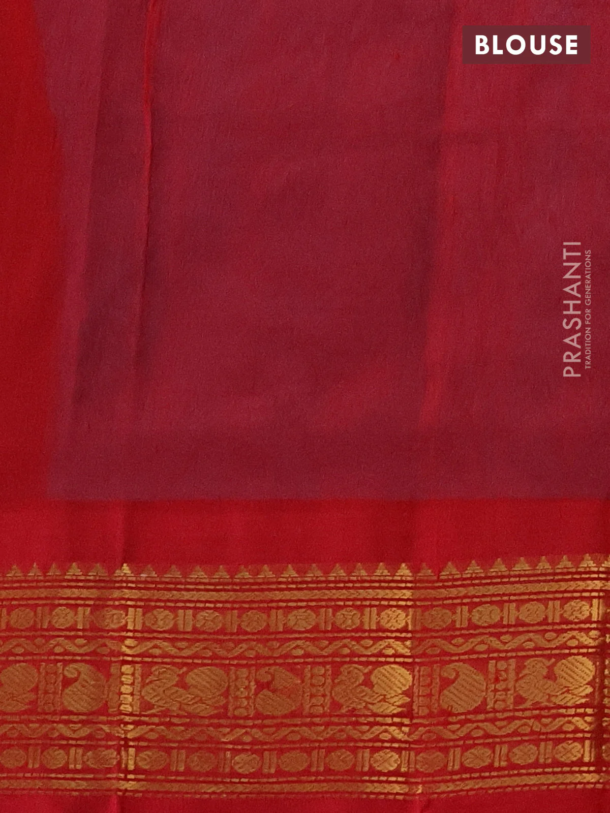 Silk cotton saree light blue and red with plain body and zari woven korvai border - Image 3