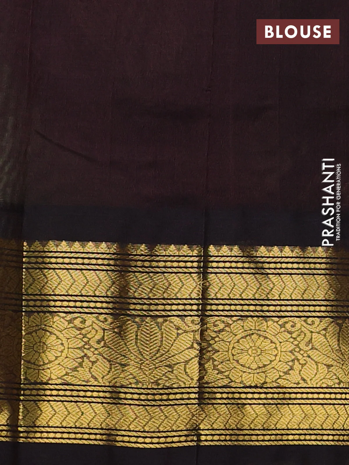 Silk cotton saree light green and coffee brown with zari woven buttas and zari woven korvai border - Image 3