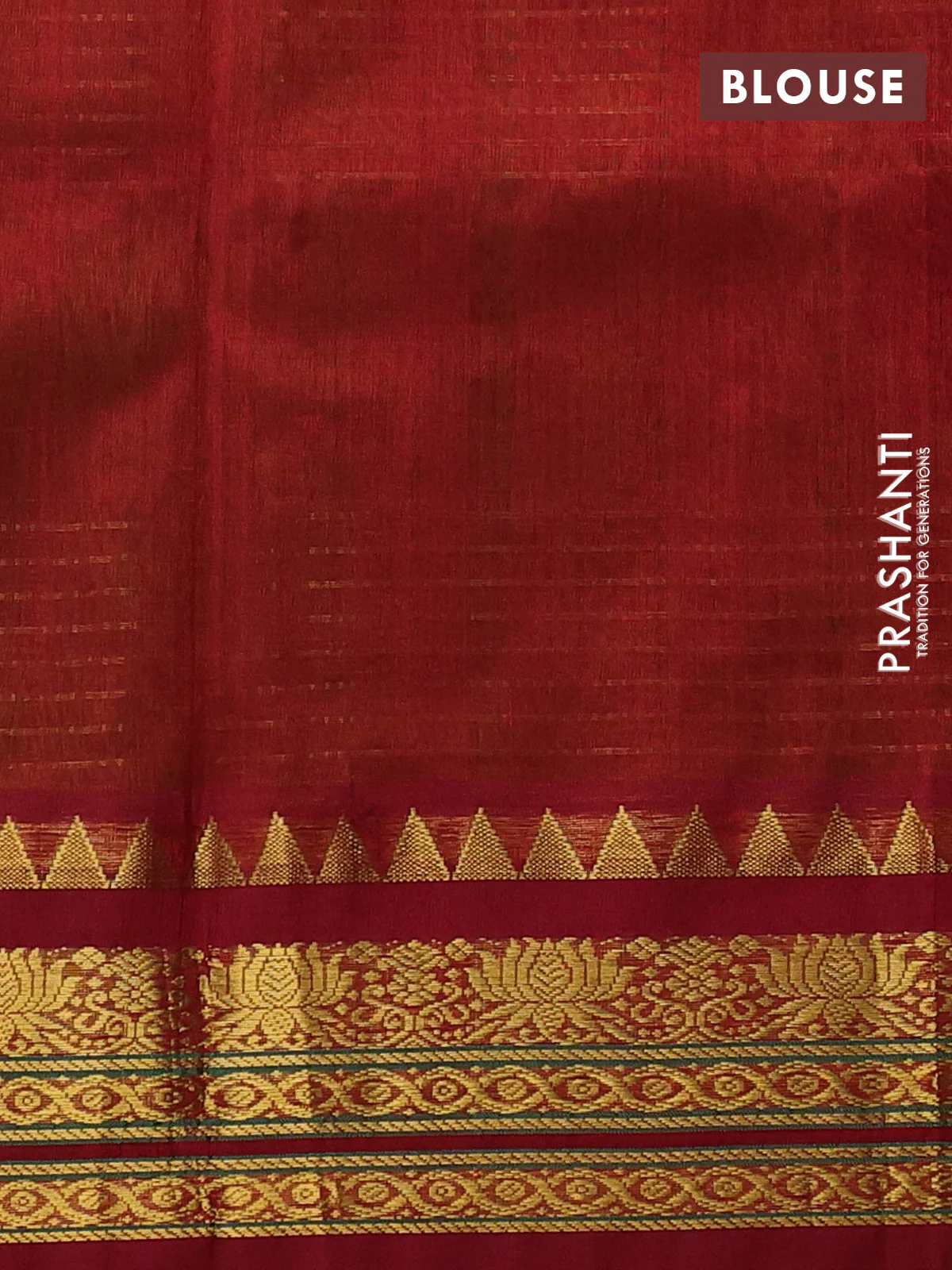 Silk cotton saree light green and maroon with allover zari woven checked pattern and temple design zari woven korvai border - Image 3