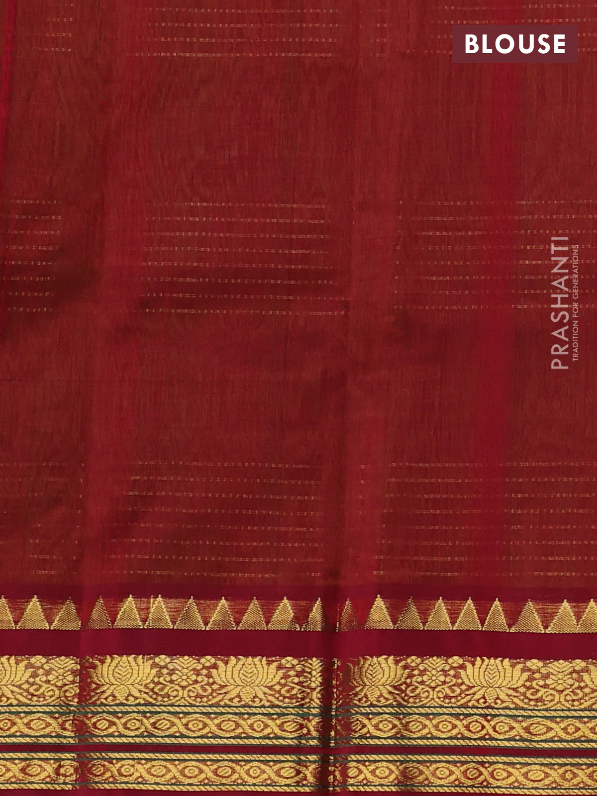 Silk cotton saree light green and maroon with allover zari woven checked pattern and zari woven korvai border - Image 3