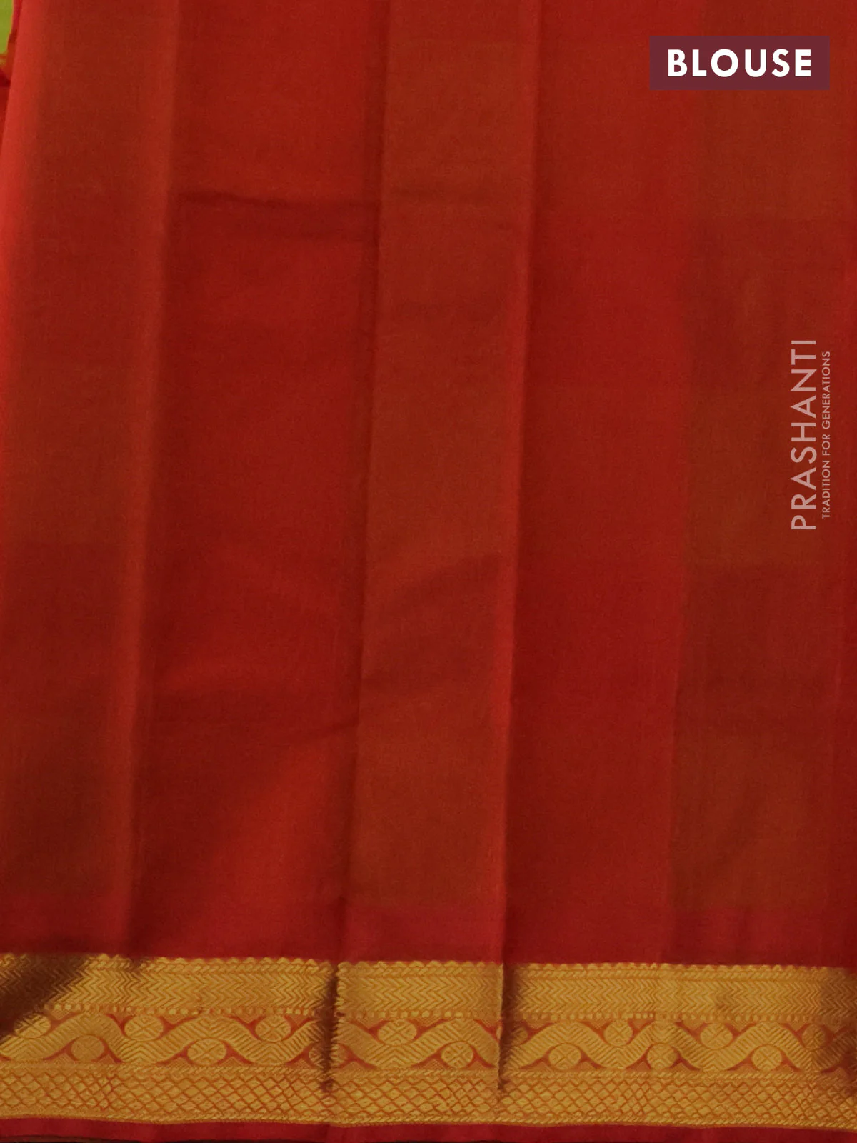 Silk cotton saree light green and red with allover paalum pazhamum checks & buttas and zari woven border - Image 3