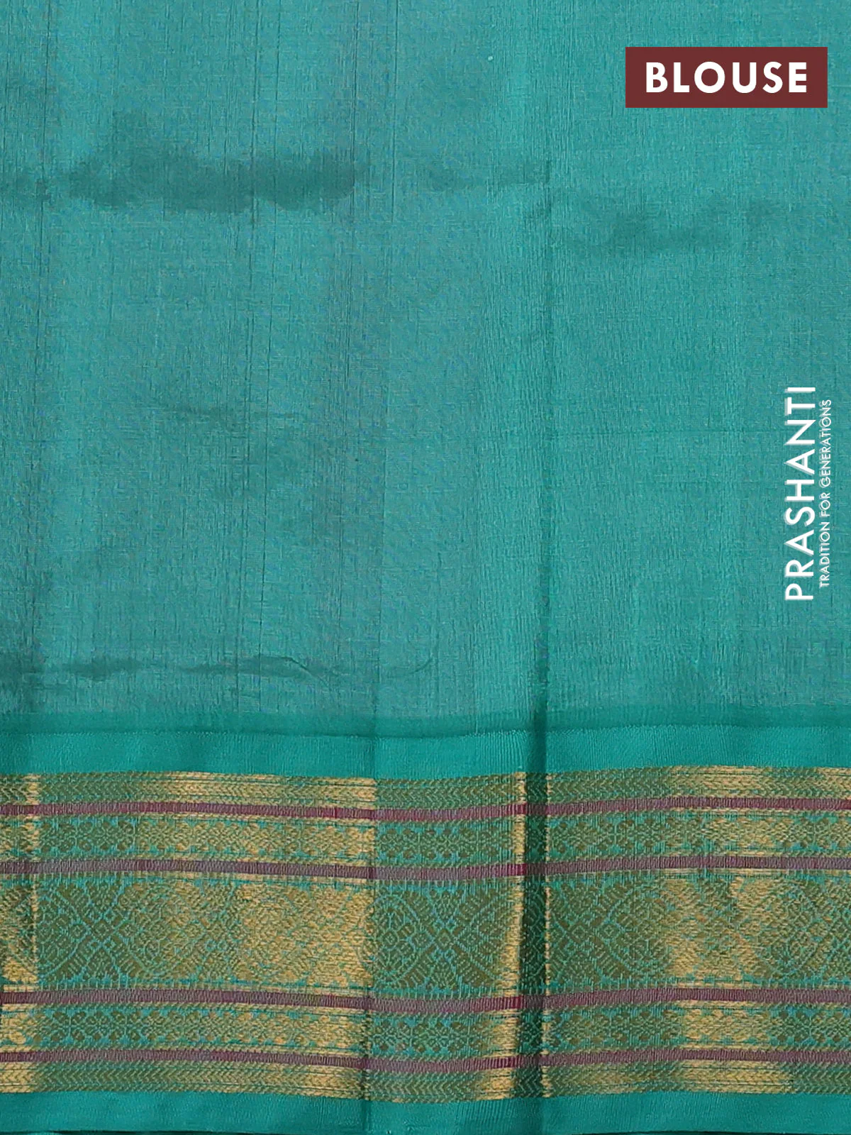 Silk cotton saree light pink and teal green with allover zari checks & buttas and zari woven korvai border - Image 3