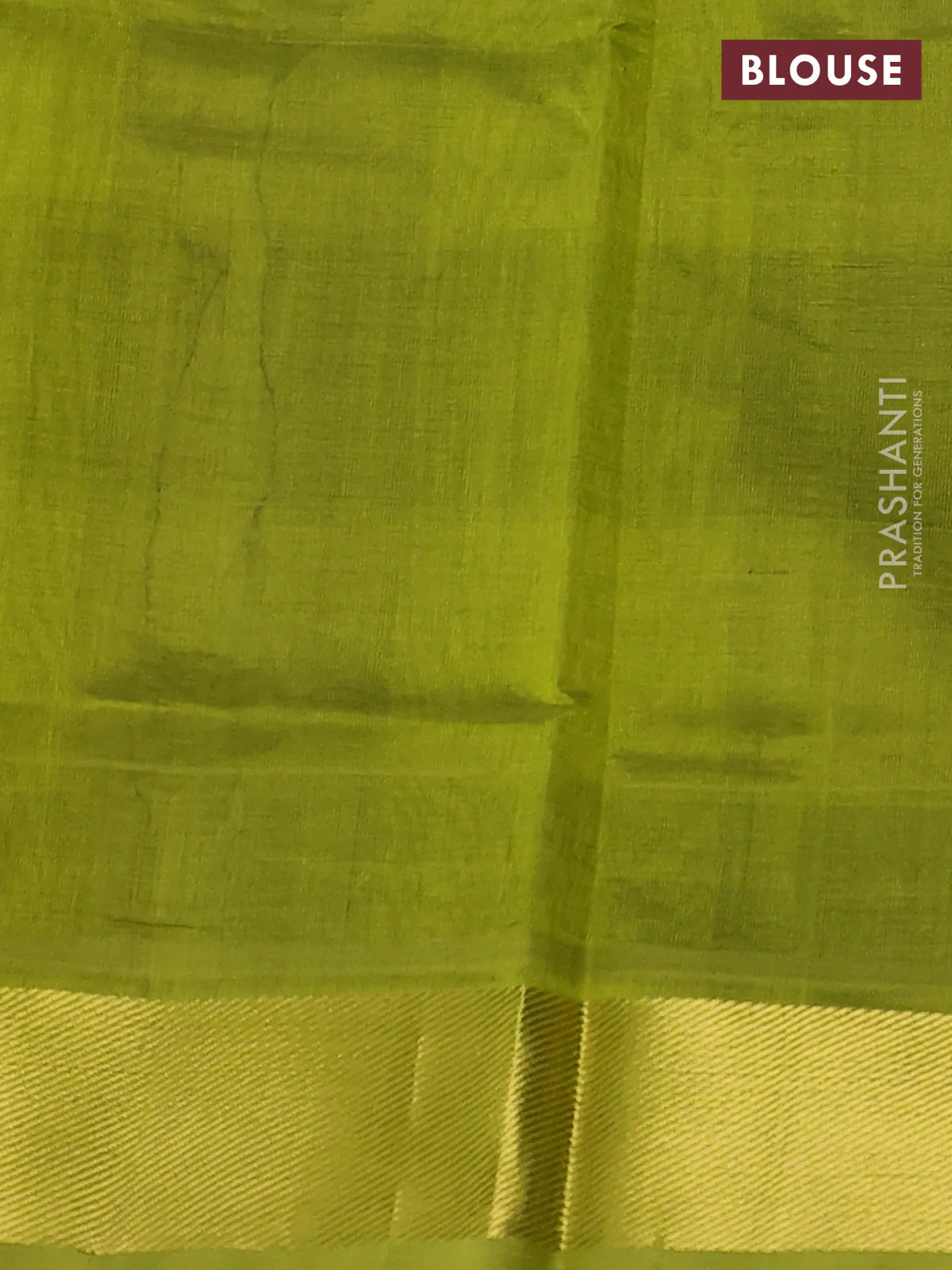 Silk cotton saree lime green and black with allover paalum pazhamum checks & buttas and zari woven border - Image 3