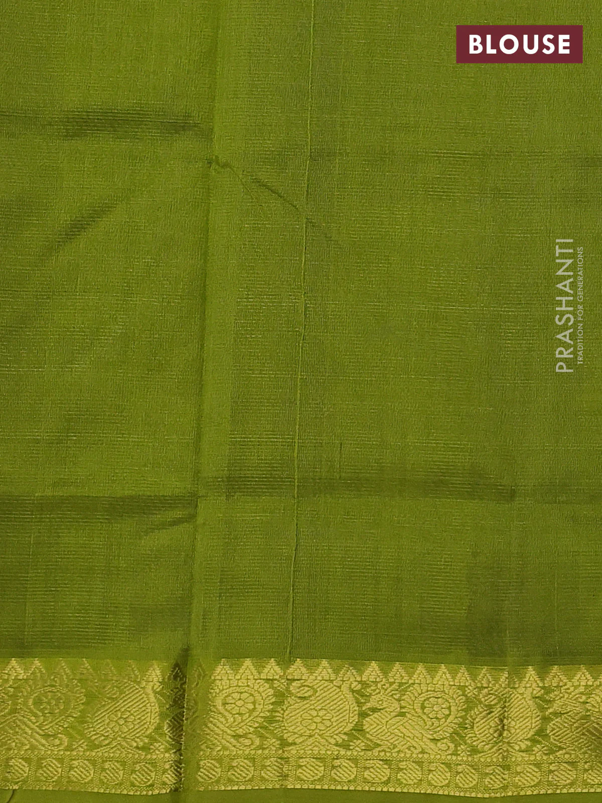 Silk cotton saree lime green and blue with allover vairosi pattern and annam zari woven border - Image 3
