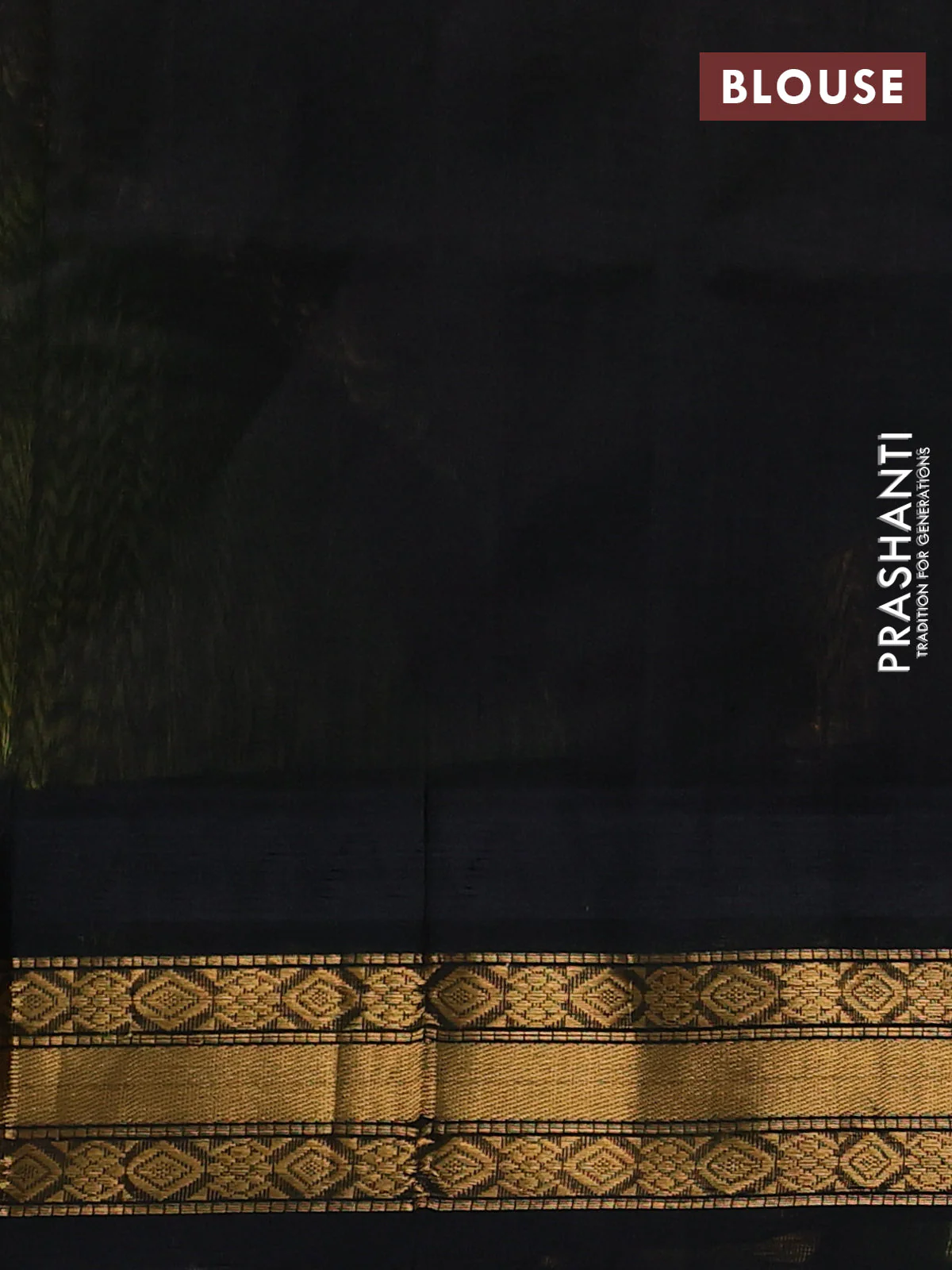 Silk cotton saree lime yellow and black with zari woven buttas and temple design zari woven korvai border - Image 3