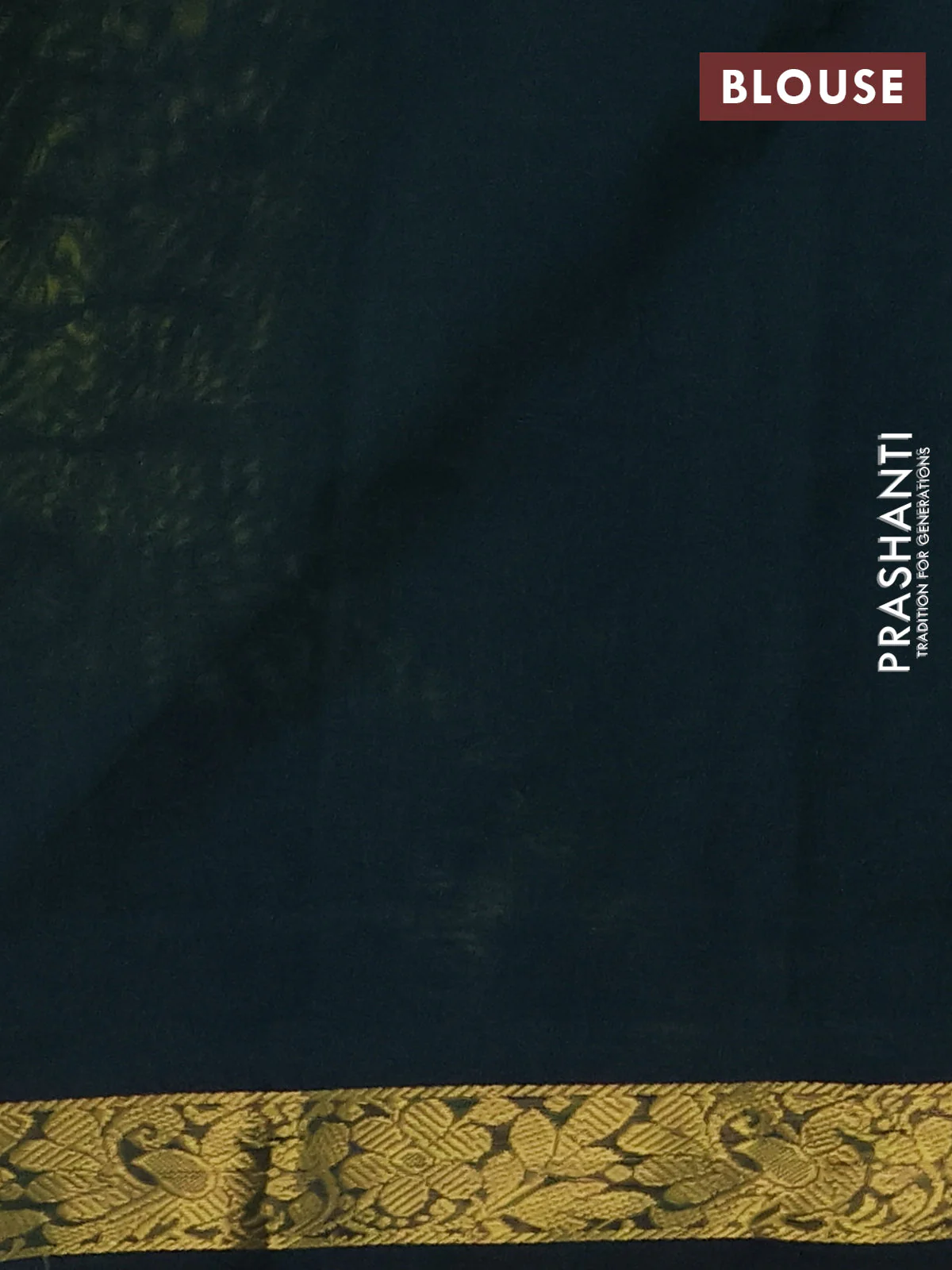 Silk cotton saree lime yellow and bottle green with plain body and zari woven border - Image 3