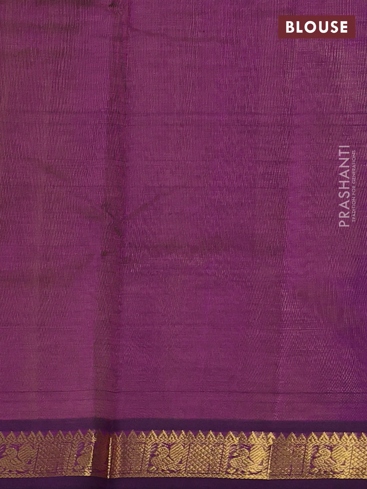 Silk cotton saree lime yellow and purple with plain body and zari woven border - Image 3