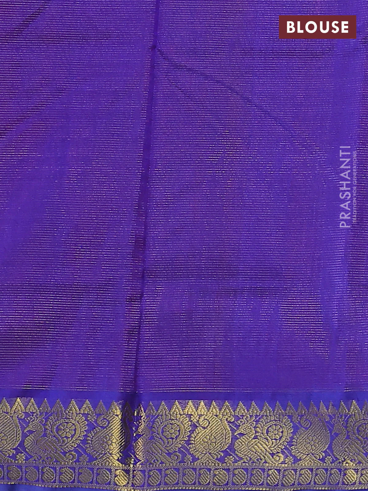 Silk cotton saree maroon and blue with allover vairosi pattern and annam & paisley zari woven buttas - Image 3