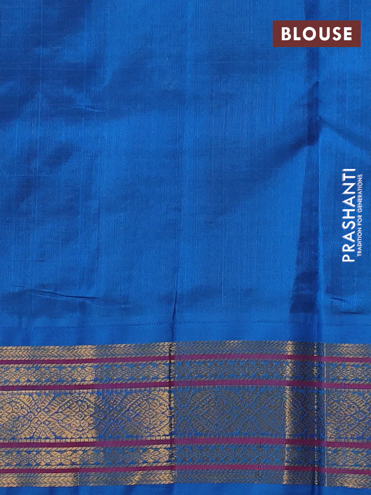 Silk cotton saree maroon and blue with allover zari checks & buttas and zari woven korvai border - Image 3
