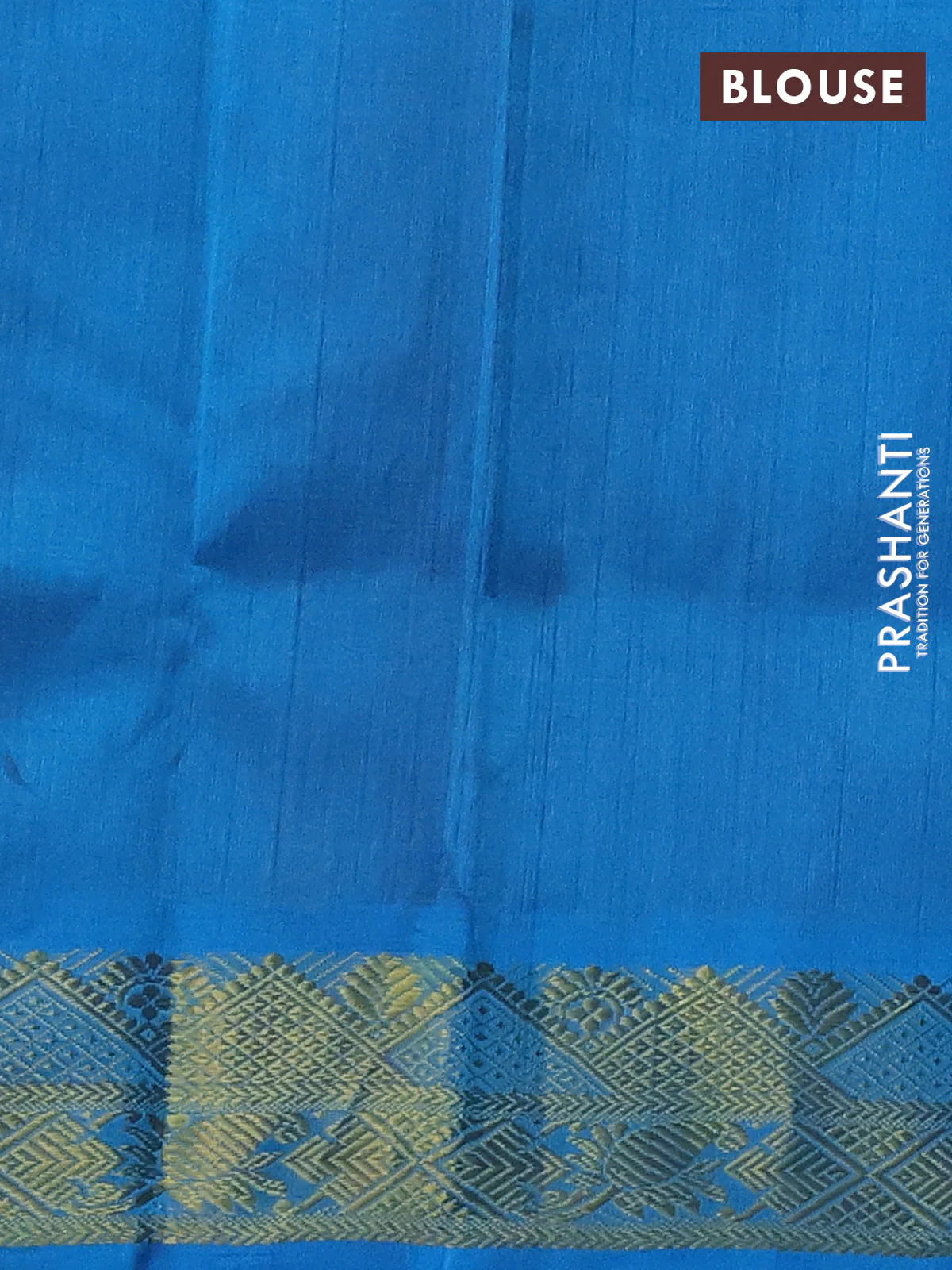 Silk cotton saree maroon and cs blue with plain body and zari woven border - Image 3