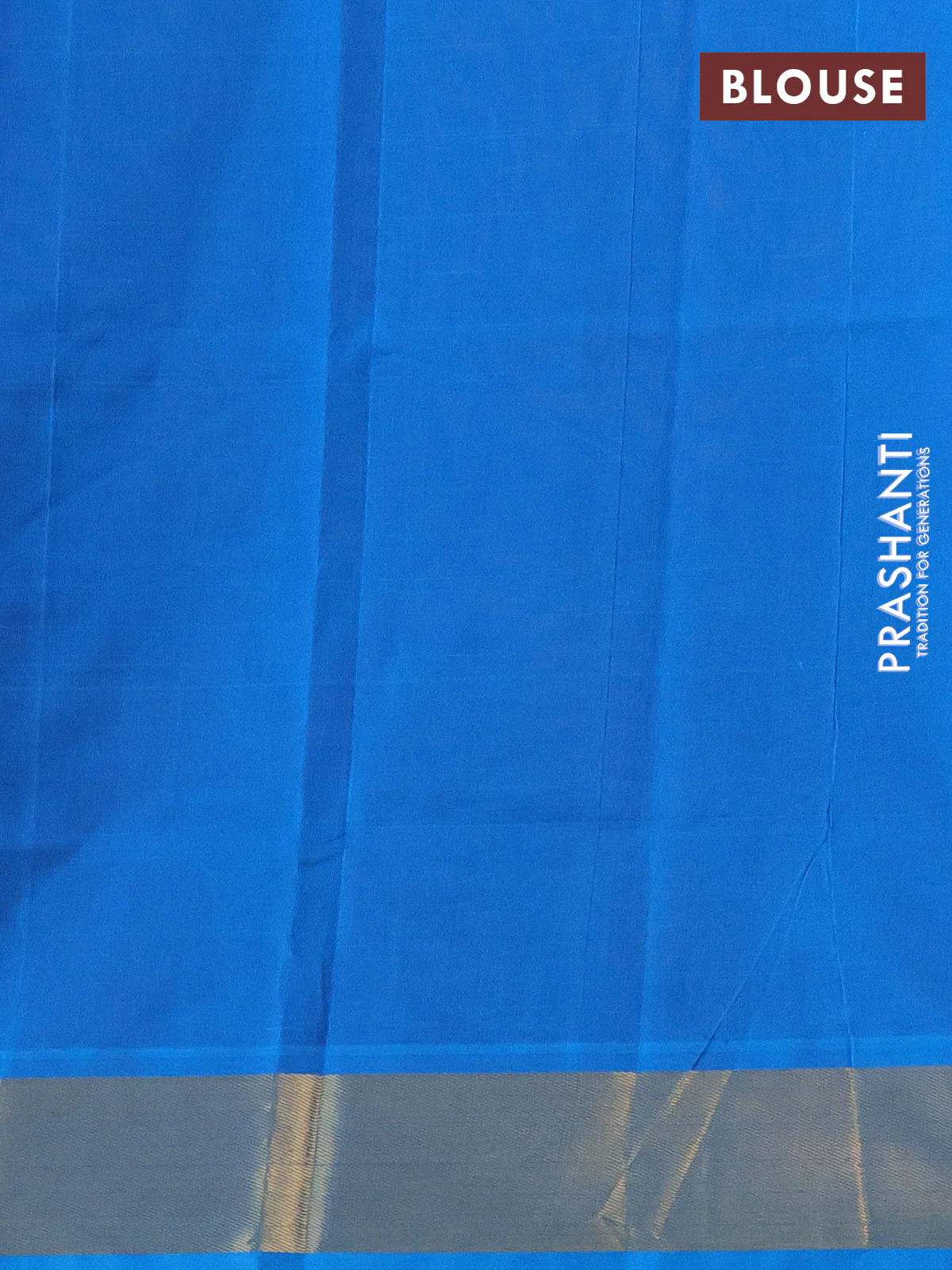 Silk cotton saree maroon and cs blue with plain body and zari woven border - Image 3