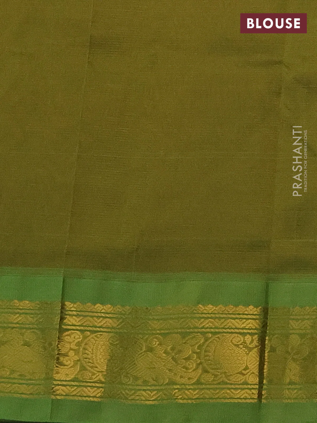 Silk cotton saree maroon and light green with allover vairaosi pattern and zari woven korvai border - Image 3