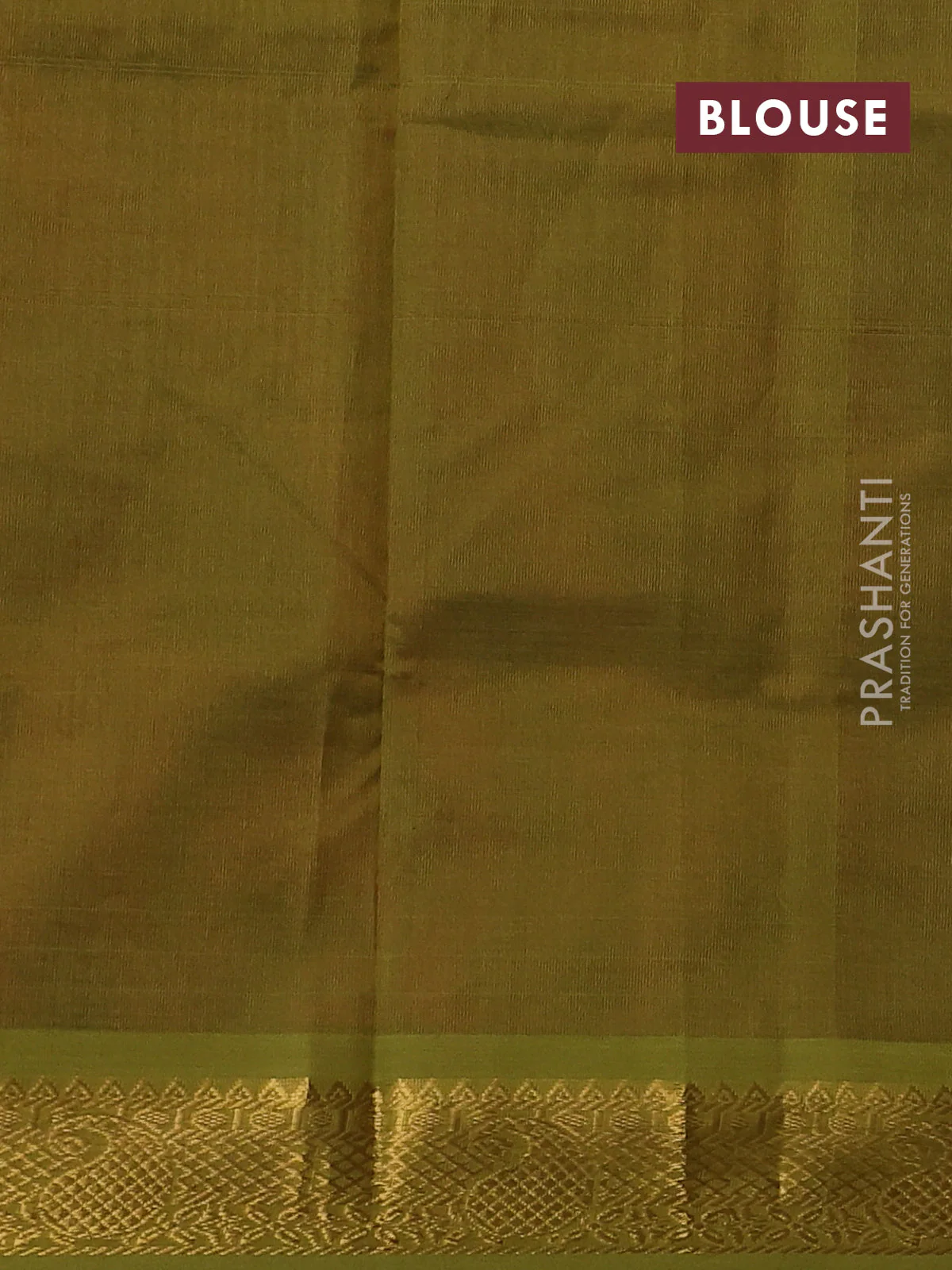 Silk cotton saree maroon and mehendi green with plain body and zari woven border - Image 3