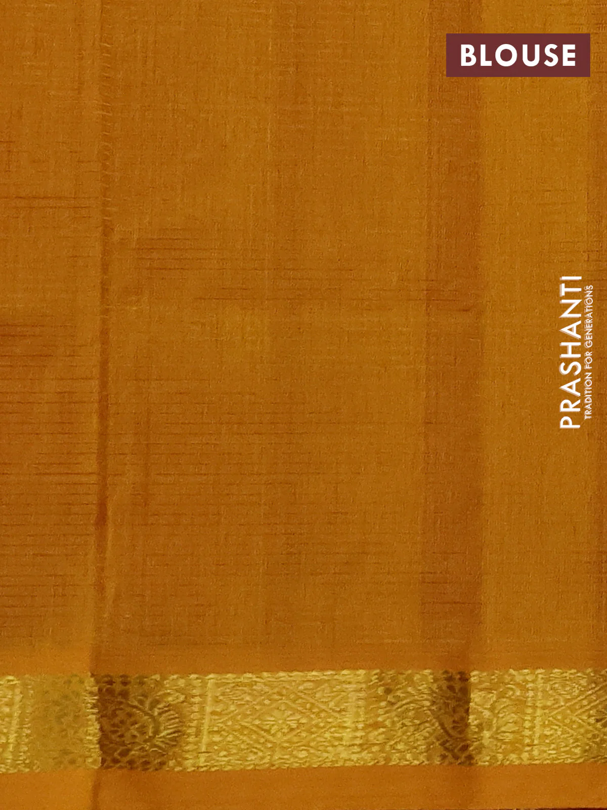Silk cotton saree maroon and mustard yellow with plain body and zari woven border - Image 3