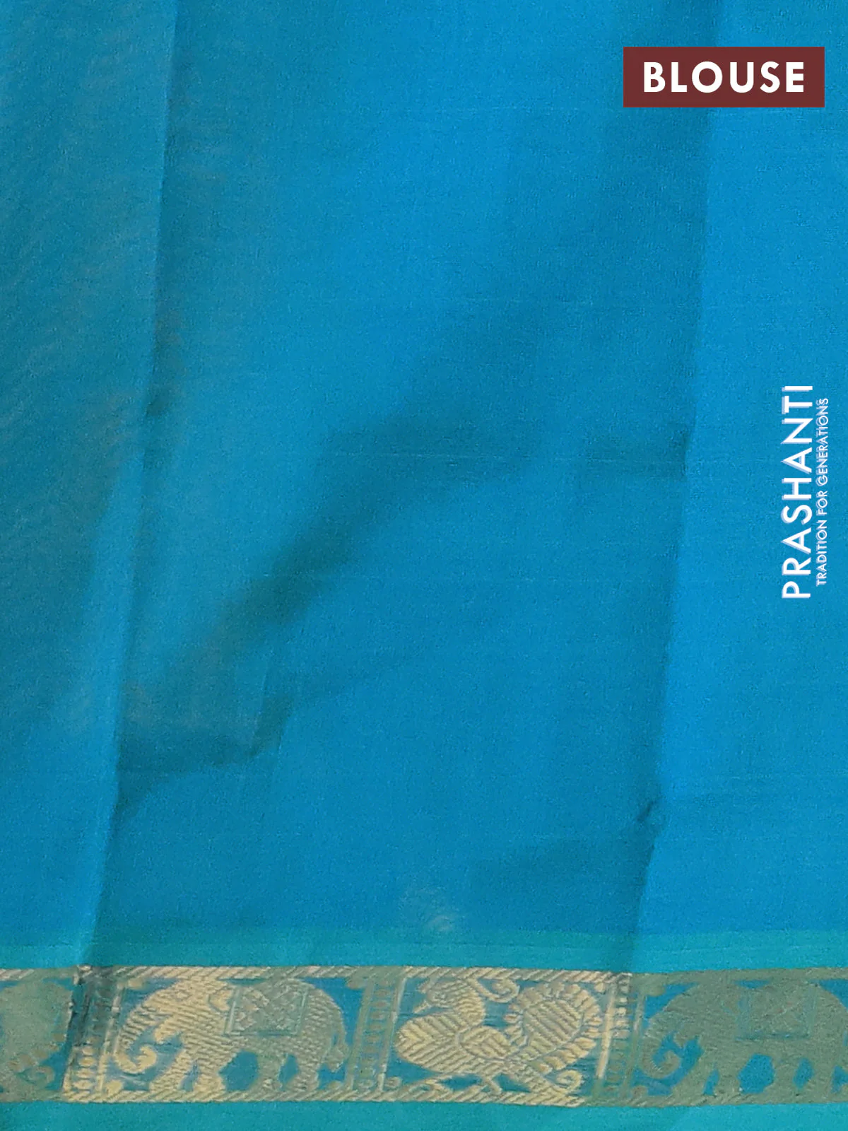 Silk cotton saree mehendi green and teal green with plain body and zari woven border - Image 3