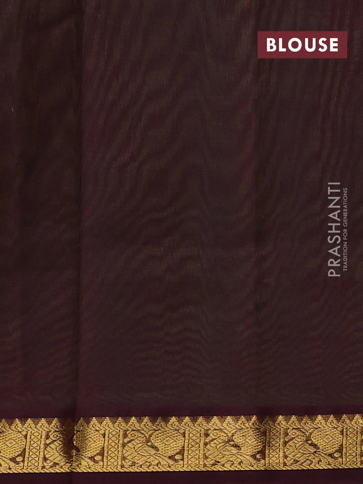 Silk cotton saree metallic green and coffee brown with plain body and zari woven border - Image 3