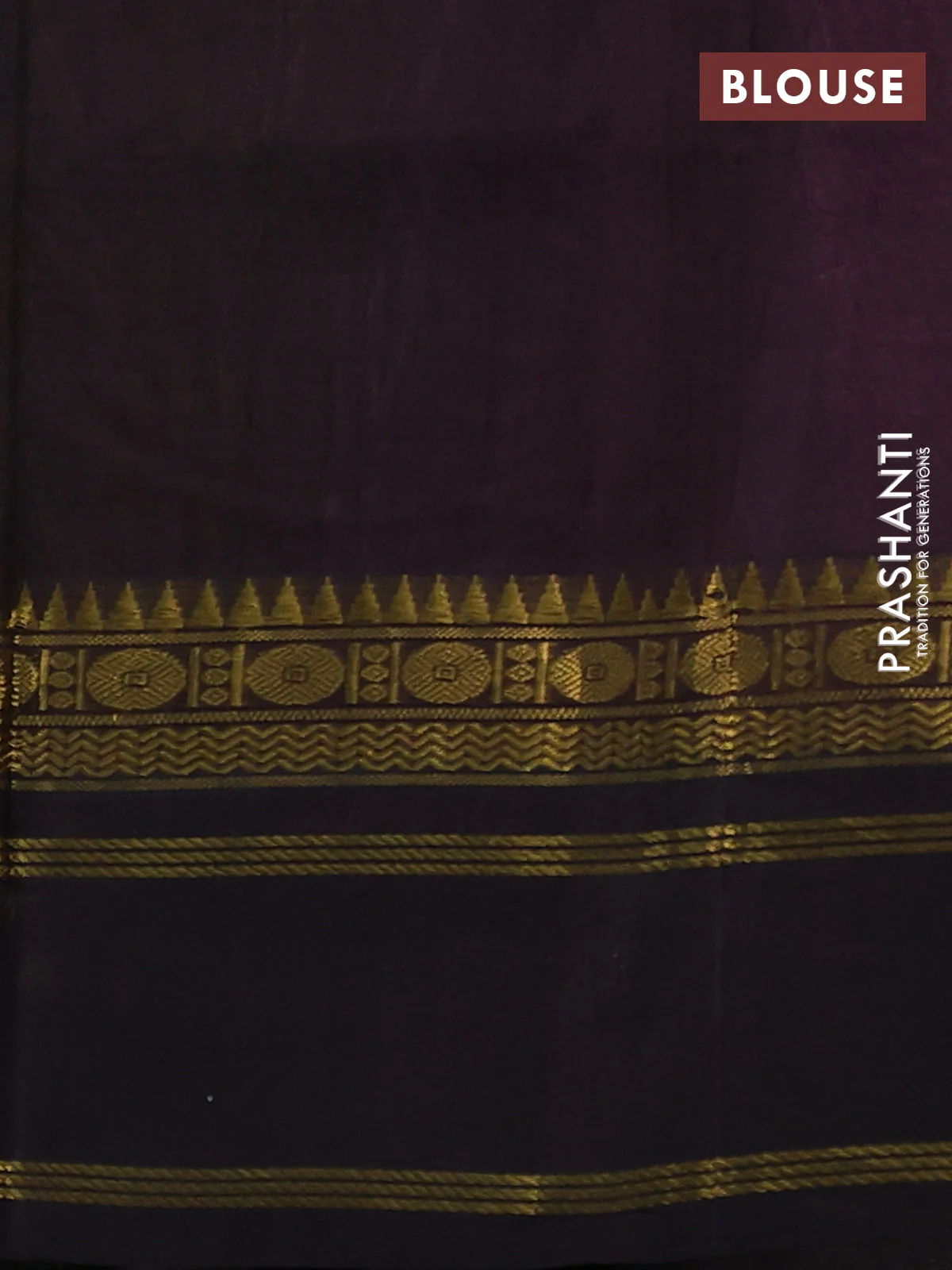 Silk cotton saree mild lavender and black with allover zari woven checked pattern and long rettapet zari woven border - Image 3