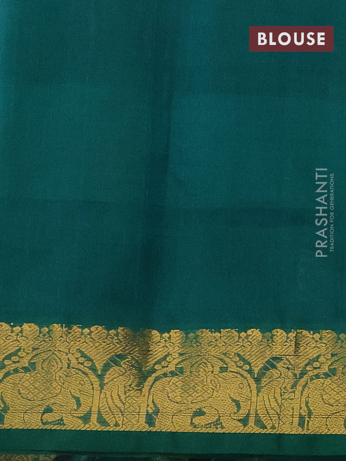 Silk cotton saree multi colour and teal green with allover paalum pazhamun checks & zari buttas and zari woven border - Image 3