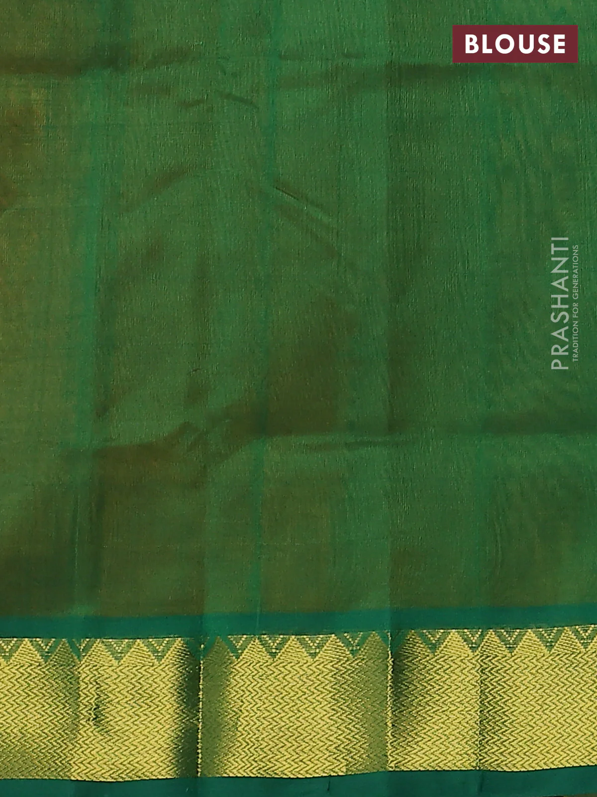 Silk cotton saree mustard yellow and green with paisley zari woven buttas and zari woven border - Image 3