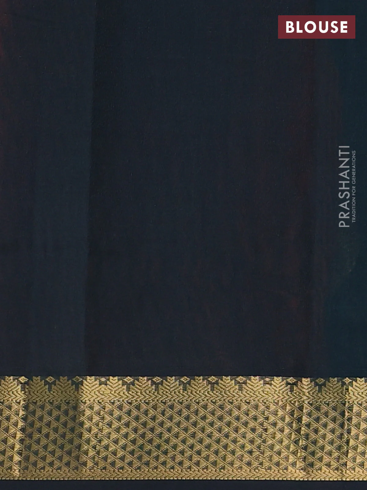 Silk cotton saree orange and bottle green with plain body and temple zari woven border - Image 3