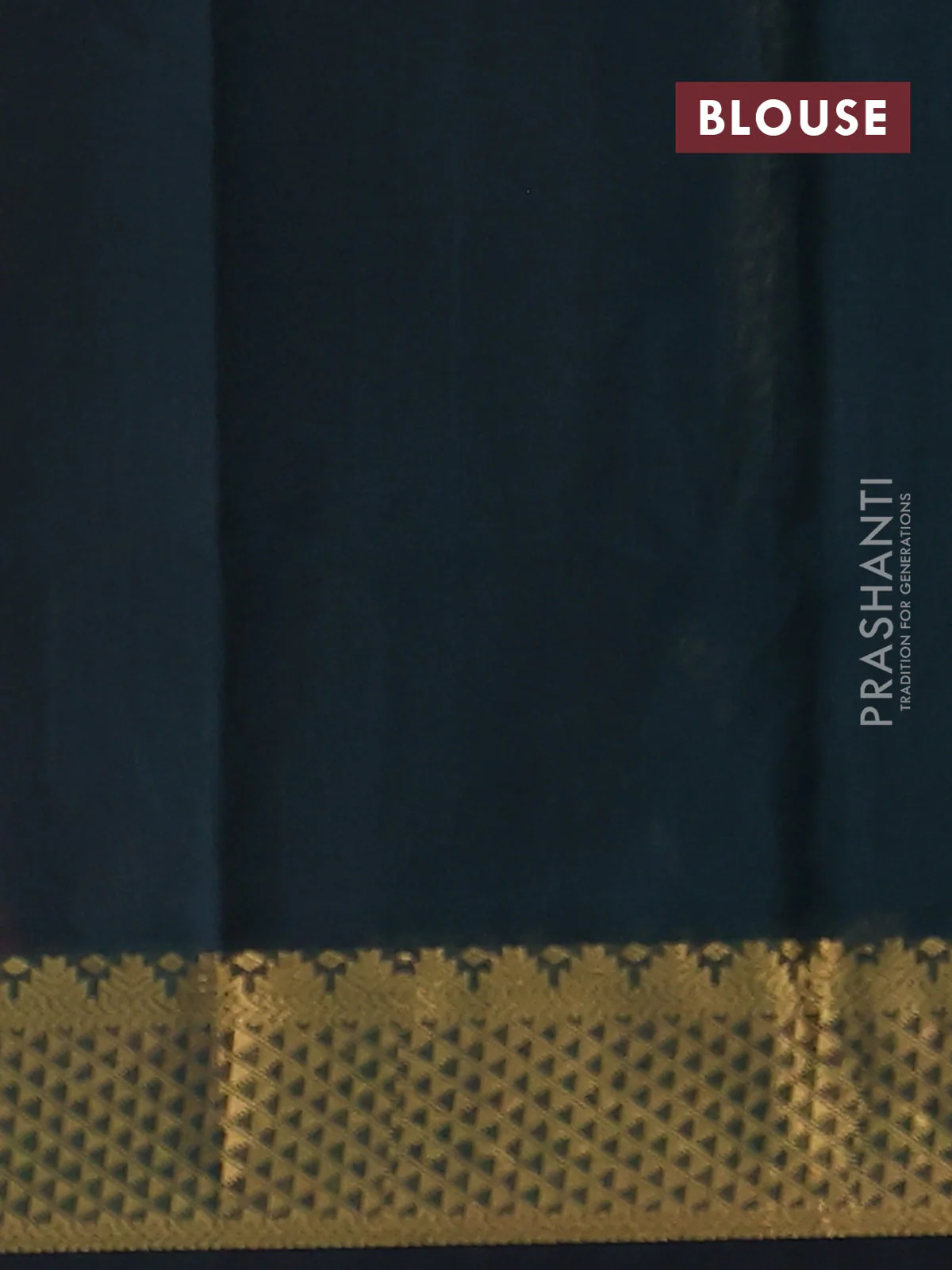 Silk cotton saree orange and bottle green with plain body and zari woven border - Image 3