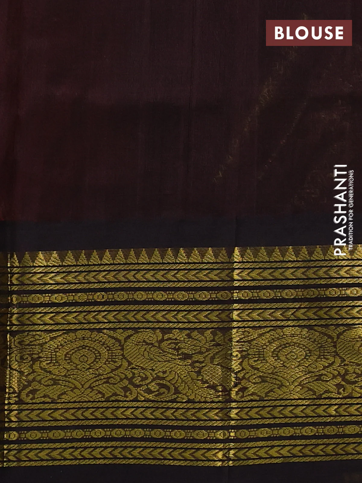 Silk cotton saree orange and coffee brown with zari woven buttas and long zari woven korvai border - Image 3