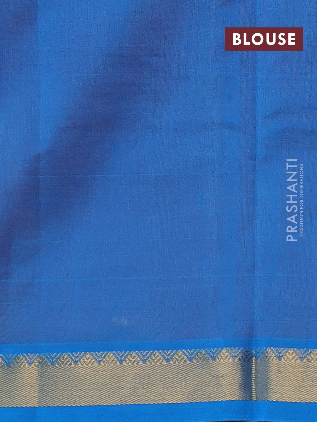 Silk cotton saree orange and cs blue with plain body and zari woven border - Image 3