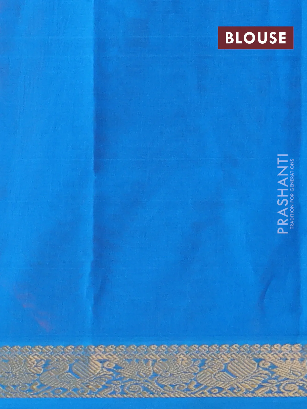 Silk cotton saree orange and cs blue with plain body and zari woven border - Image 3