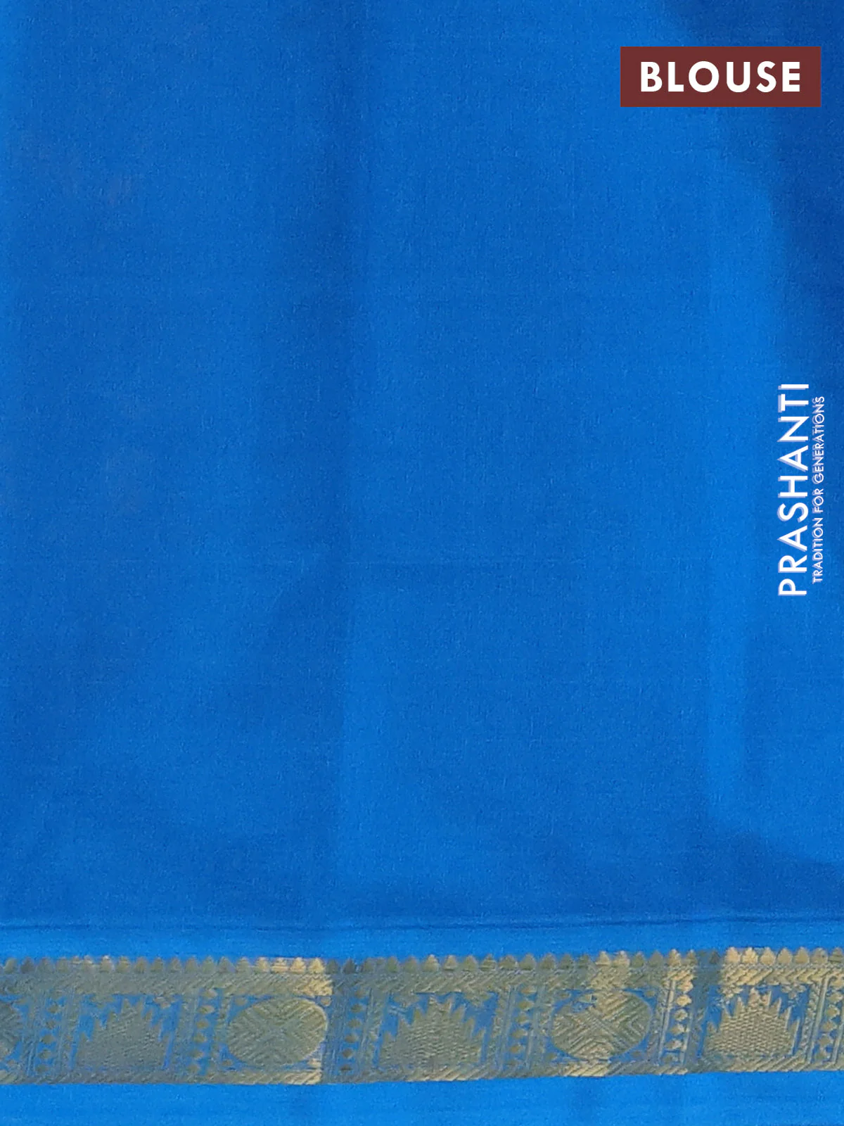 Silk Cotton saree orange and cs blue with plain body and zari woven border - Image 3