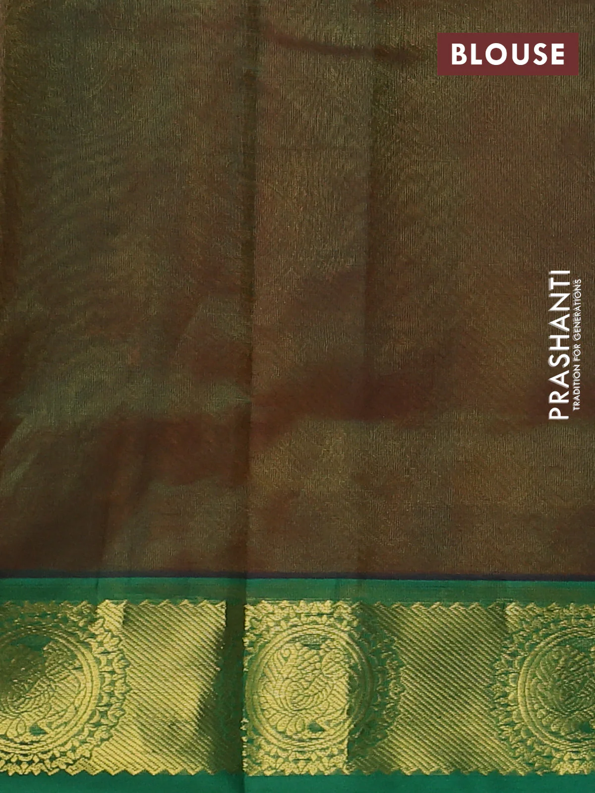silk cotton saree orange and green with allover self emboss jacquard and annam zari woven border - Image 3